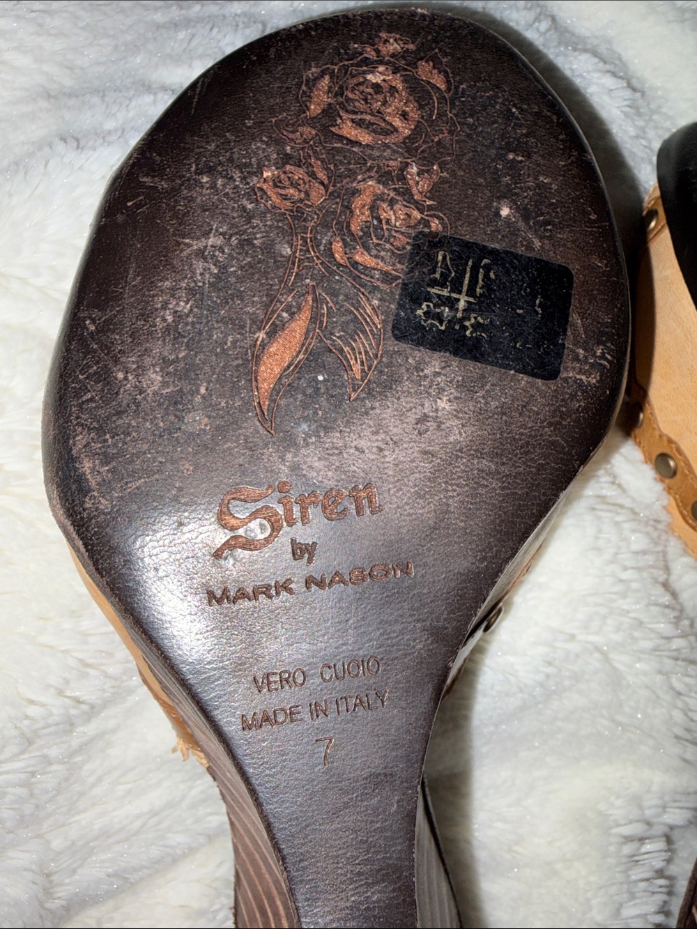 Siren by Mark Nason leather wedge mule heels shoes size 7 Made in Italy Y2K Boho - Picture 5 of 12
